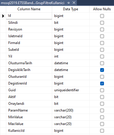 TblETSSUrunGrupFiltreKullanici